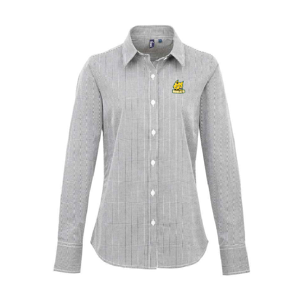 Bullen Ladies Microcheck Gingham Long-Sleeve Cotton Shirt