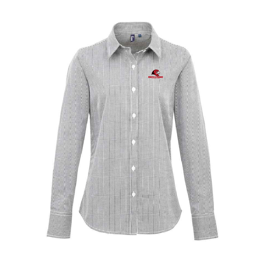 Curtis Strange Ladies Microcheck Gingham Long-Sleeve Cotton Shirt