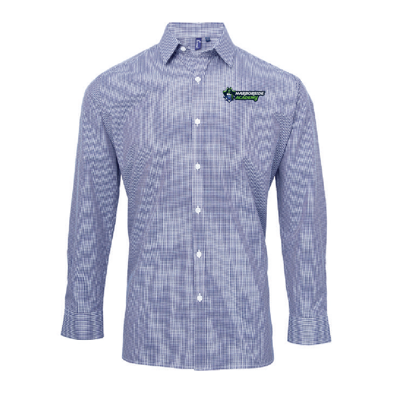 Harborside Adult Microcheck Gingham Long-Sleeve Cotton Shirt