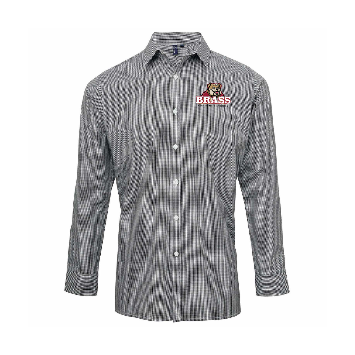 Brass Adult Microcheck Gingham Long-Sleeve Cotton Shirt