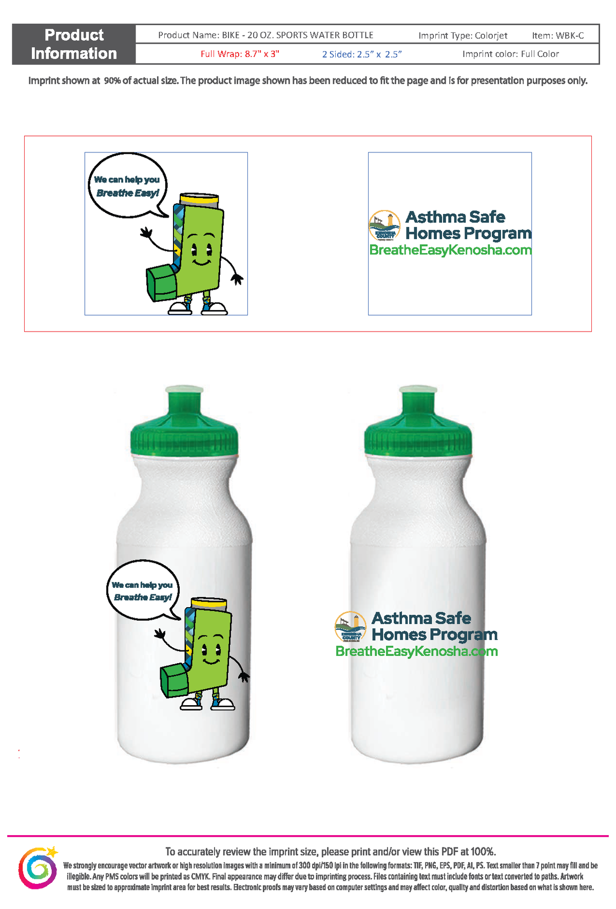 KCPH Asthma Water Bottles - QTY 350