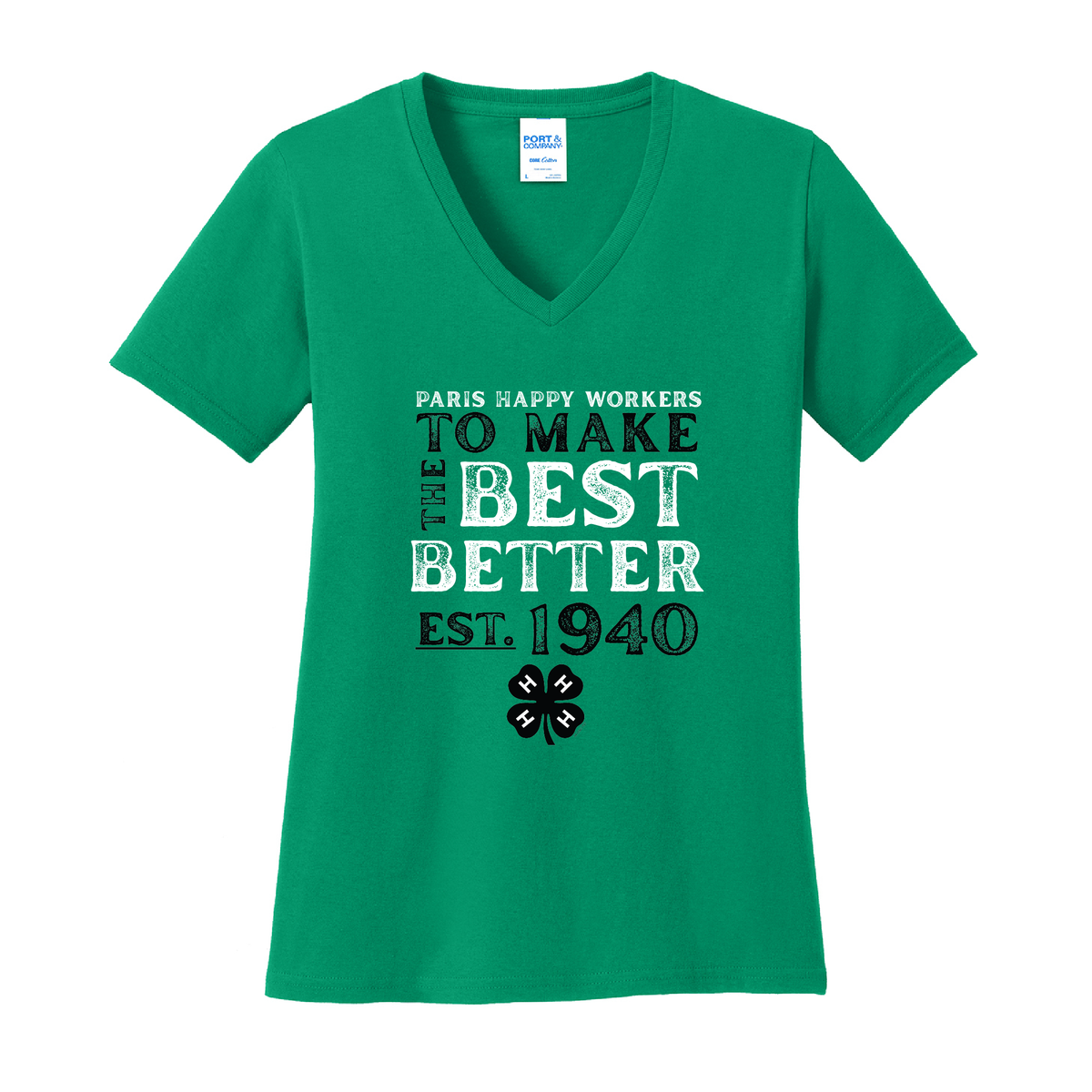 Paris Happy Workers 4-H Ladies Core Cotton V-Neck Tee