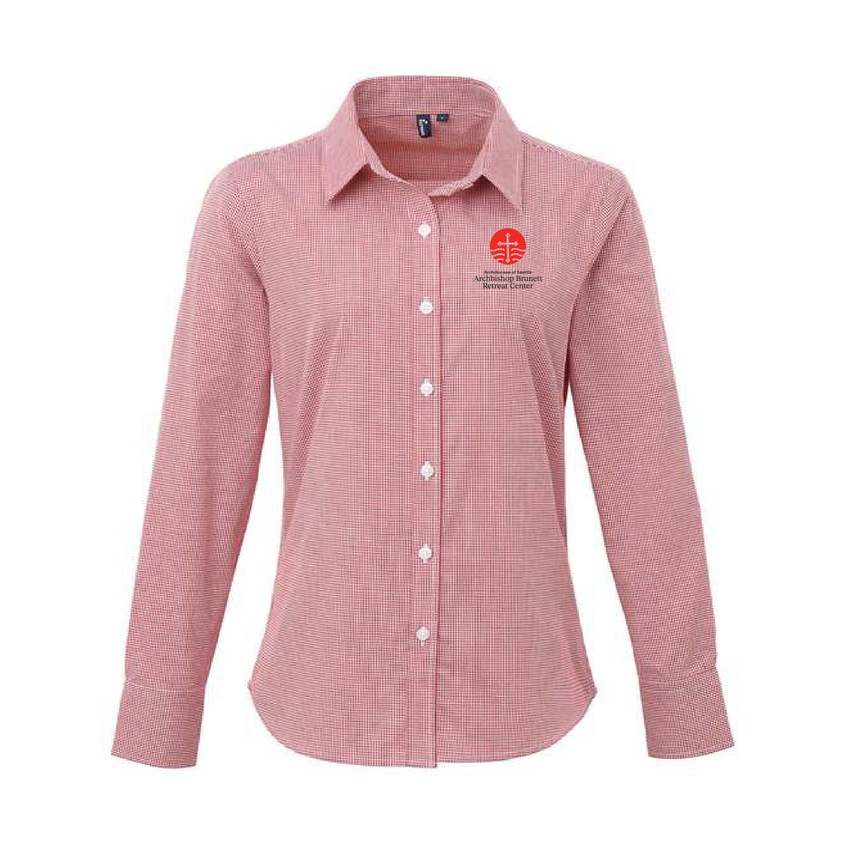 ABRC Ladies Microcheck Gingham Long-Sleeve Cotton Shirt (2 colors)