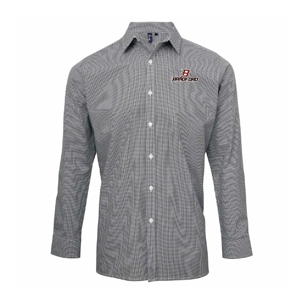 Bradford Adult Microcheck Gingham Long-Sleeve Cotton Shirt