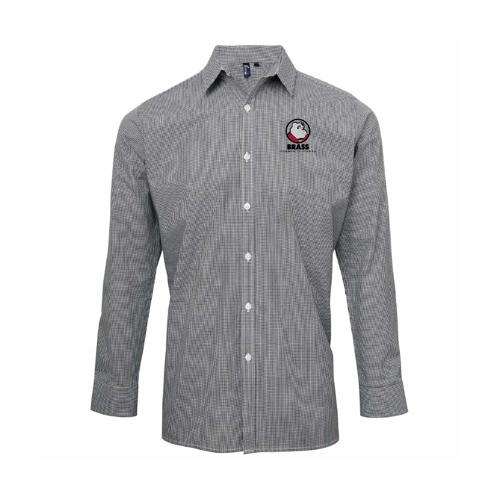 Brass Adult Microcheck Gingham Long-Sleeve Cotton Shirt