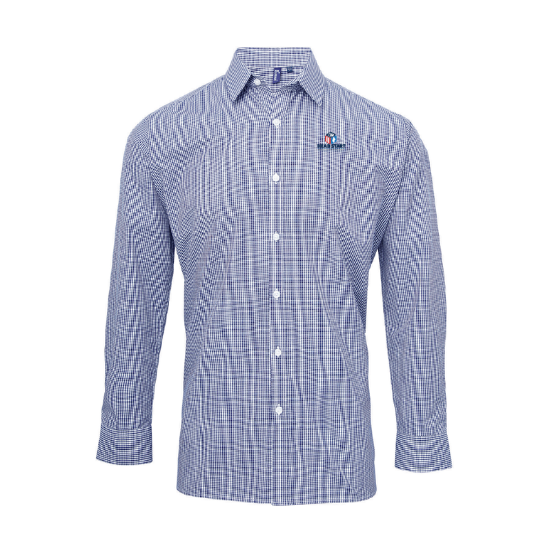 Chavez Adult Microcheck Gingham Long-Sleeve Cotton Shirt