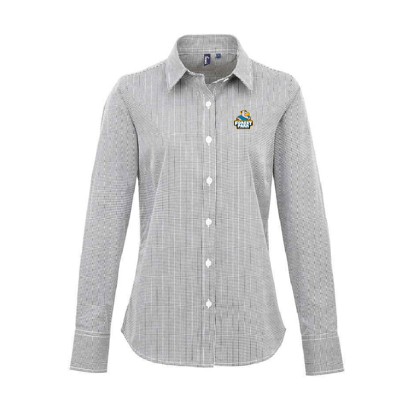 Forest Park Forest Park Ladies Microcheck Gingham Long-Sleeve Cotton Shirt