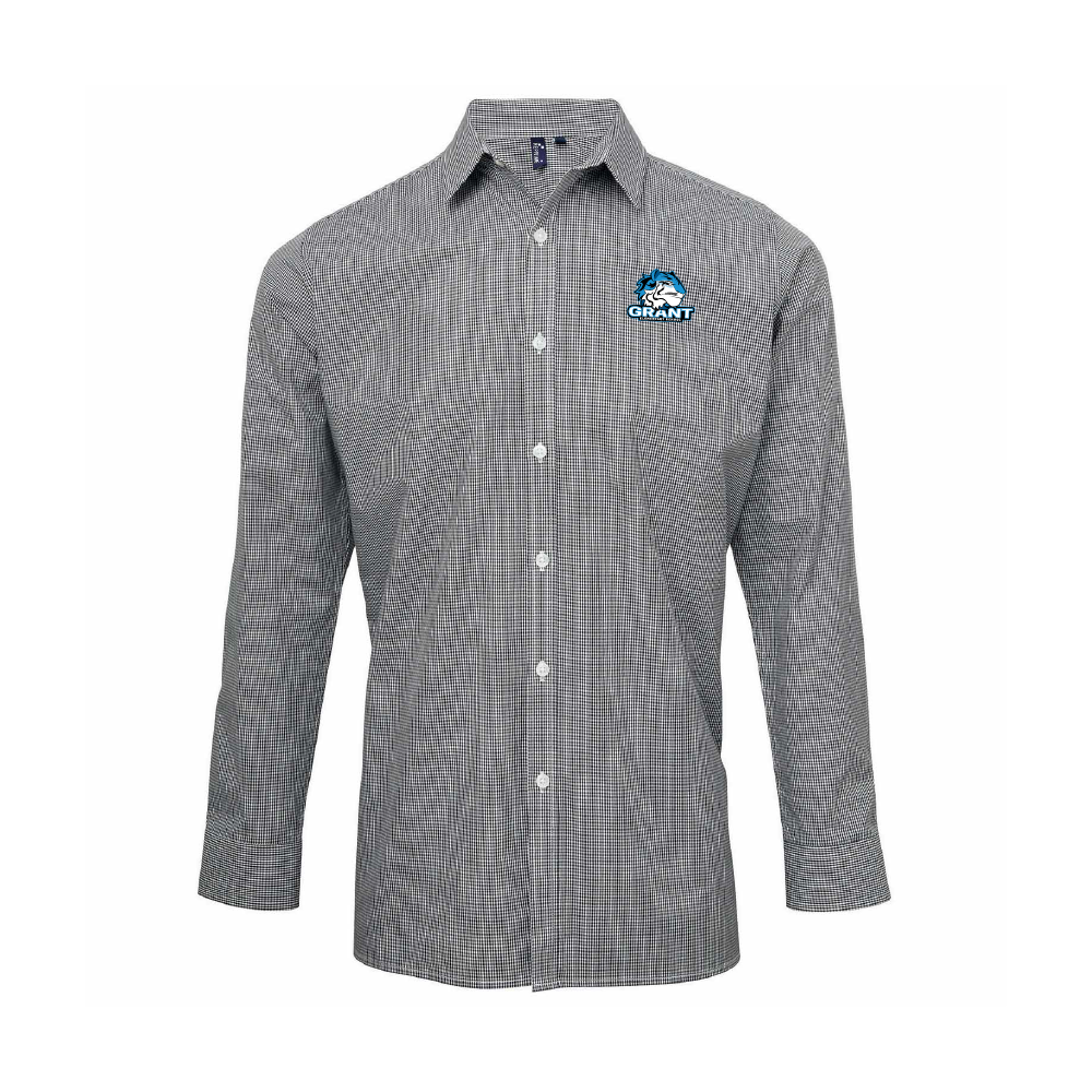 Grant Adult Microcheck Gingham Long-Sleeve Cotton Shirt