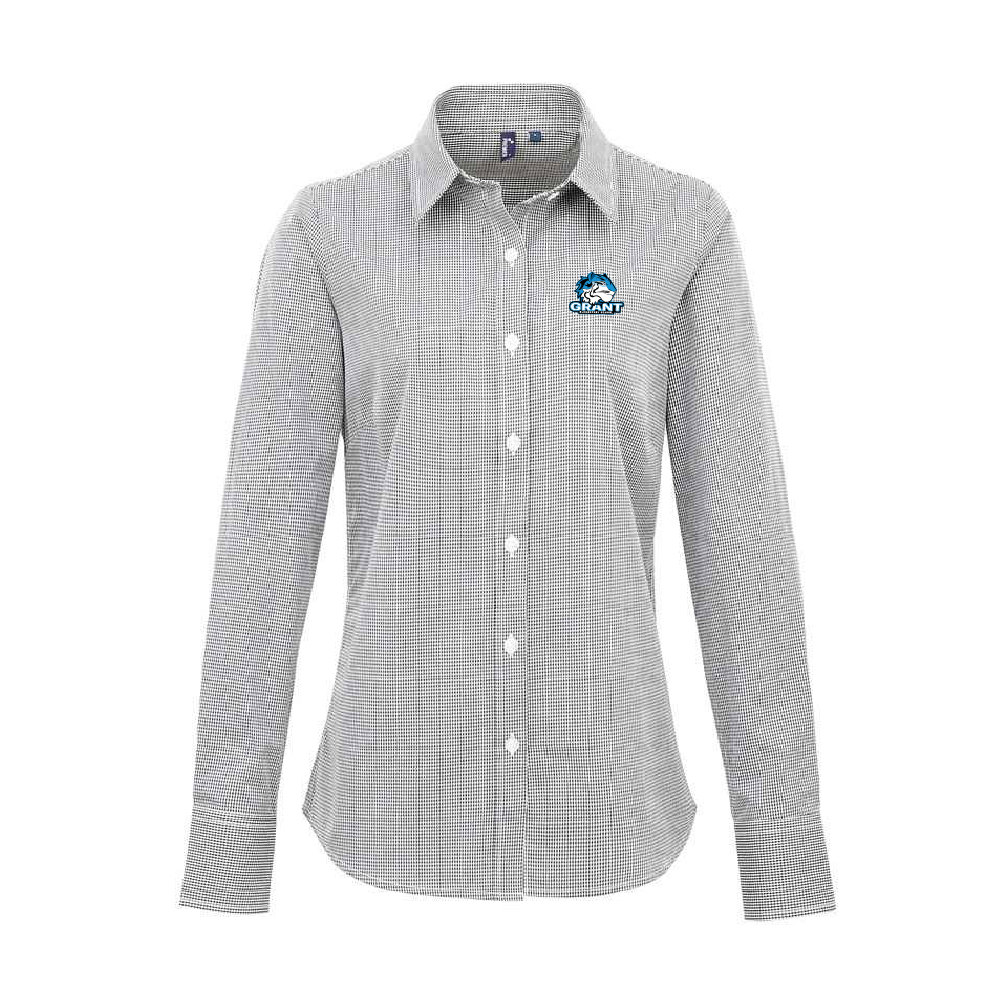 Grant Ladies Microcheck Gingham Long-Sleeve Cotton Shirt