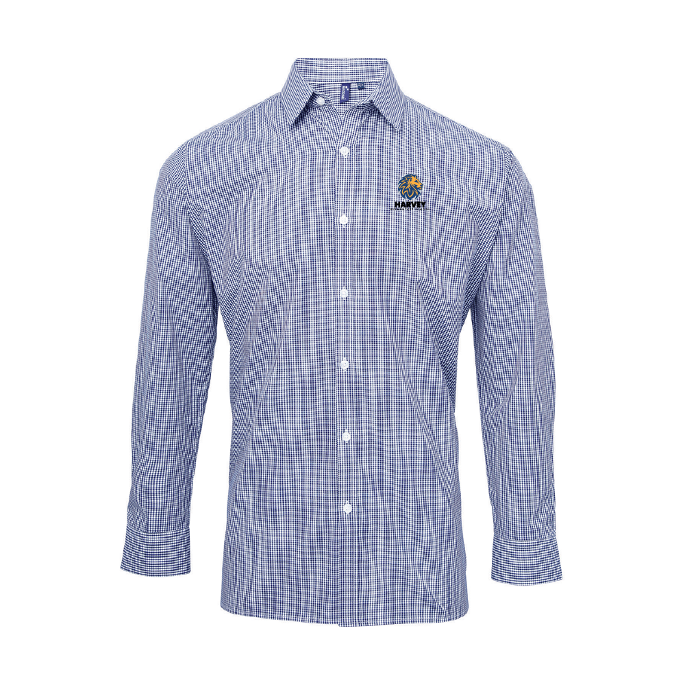 Harvey Adult Microcheck Gingham Long-Sleeve Cotton Shirt