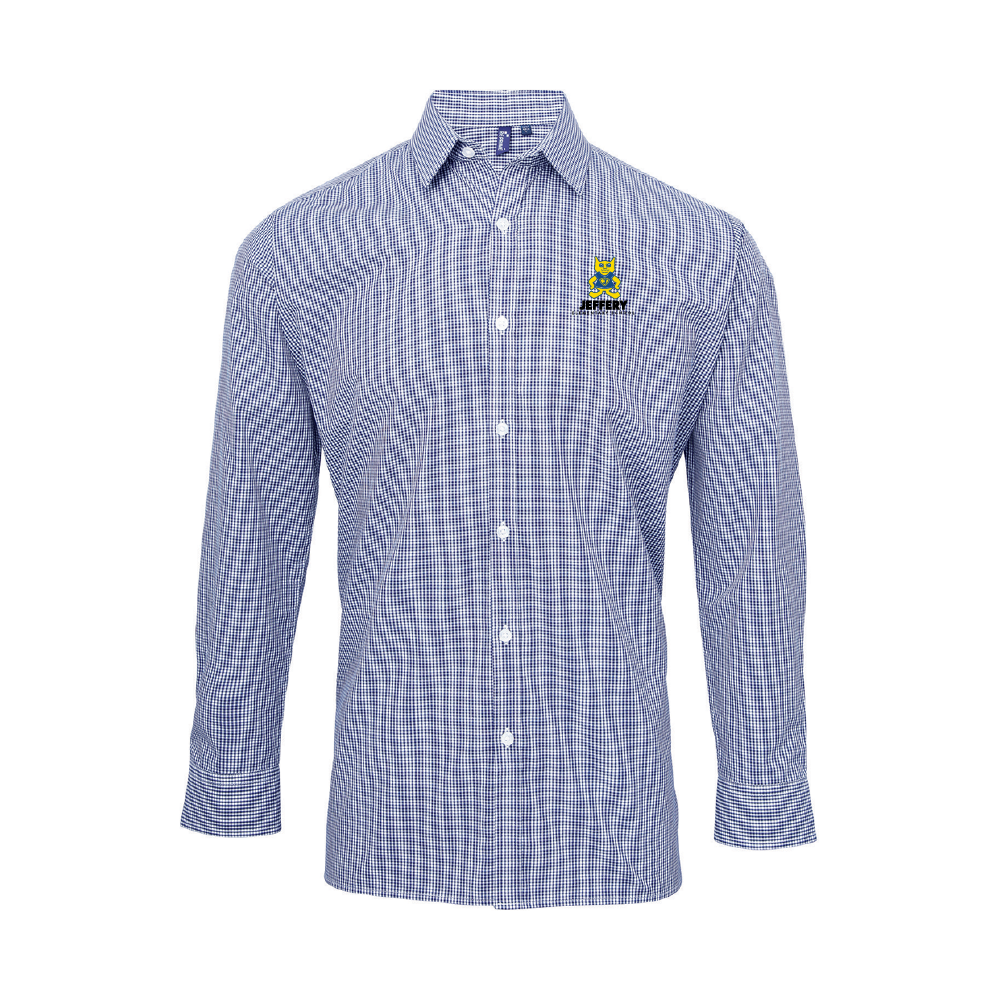 Jeffery Adult Microcheck Gingham Long-Sleeve Cotton Shirt