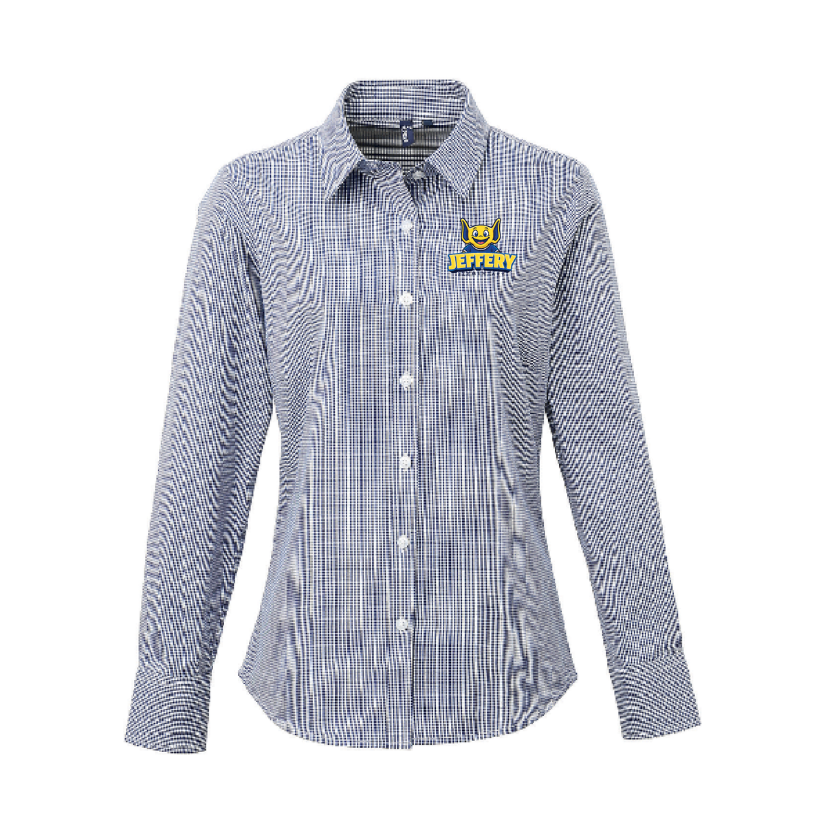 Jeffery Ladies Microcheck Gingham Long-Sleeve Cotton Shirt