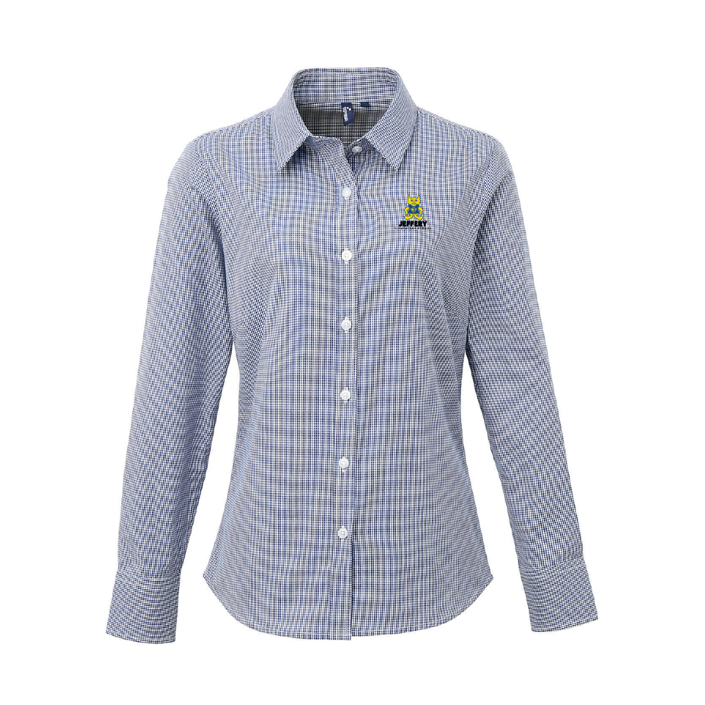 Jeffery Ladies Microcheck Gingham Long-Sleeve Cotton Shirt