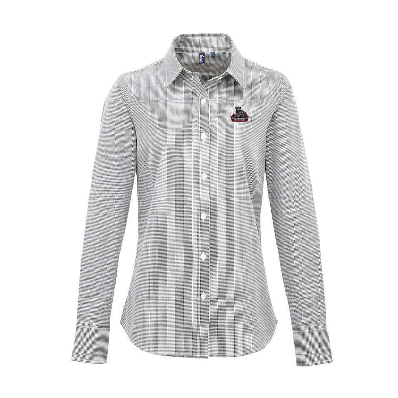 KSOL Ladies Microcheck Gingham Long-Sleeve Cotton Shirt