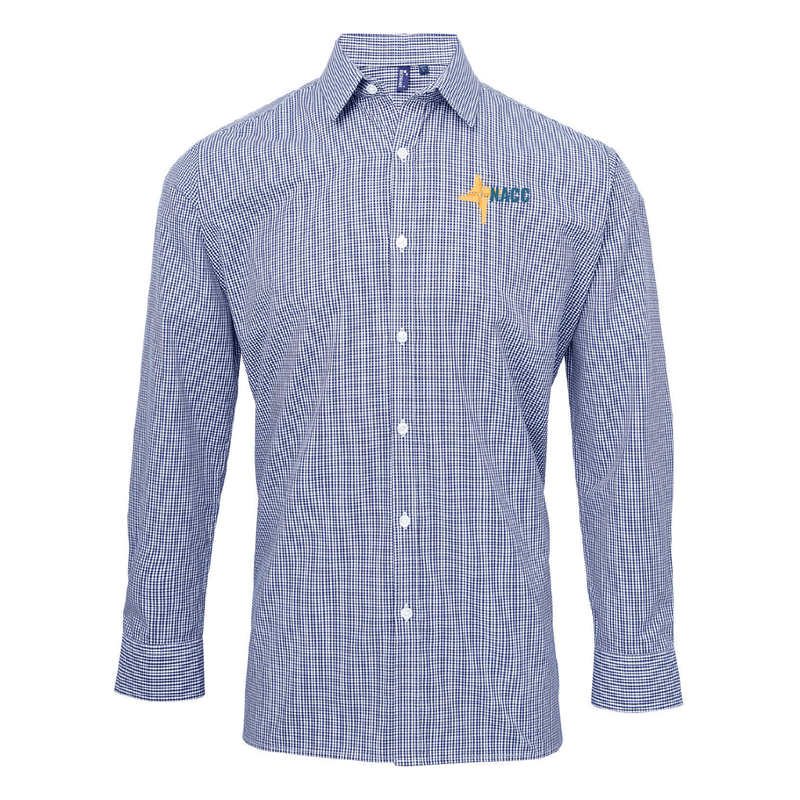 NACC Adult Microcheck Gingham Long-Sleeve Cotton Shirt