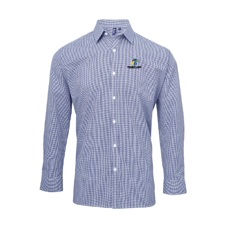 Prairie Lane Adult Microcheck Gingham Long-Sleeve Cotton Shirt