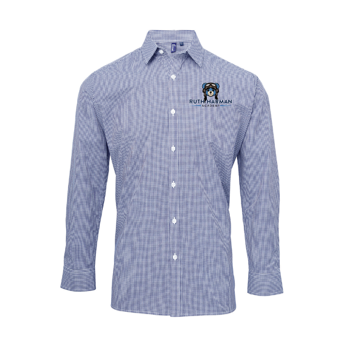 Ruth Harman Academy Adult Microcheck Gingham Long-Sleeve Cotton Shirt