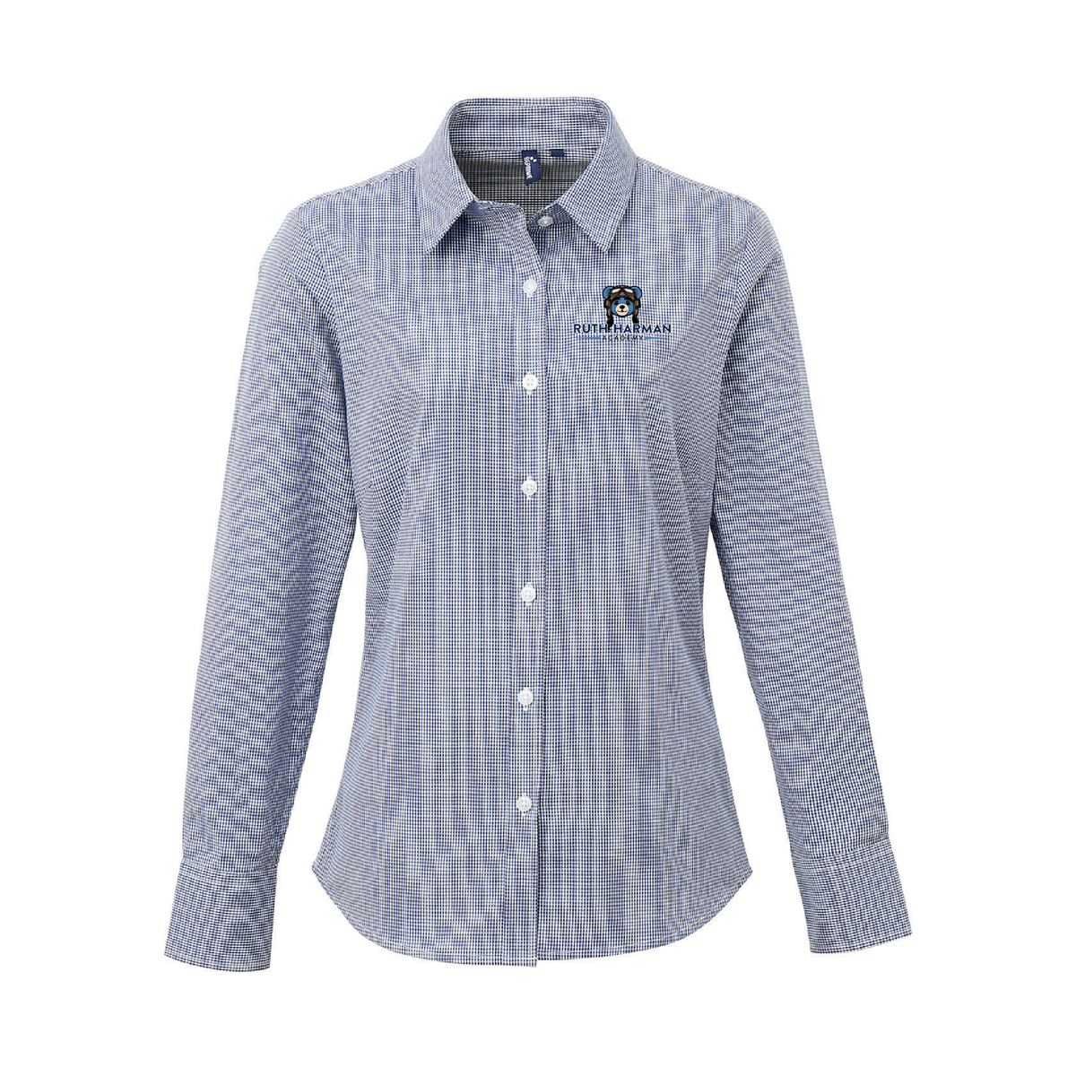Ruth Harman Academy Ladies Microcheck Gingham Long-Sleeve Cotton Shirt