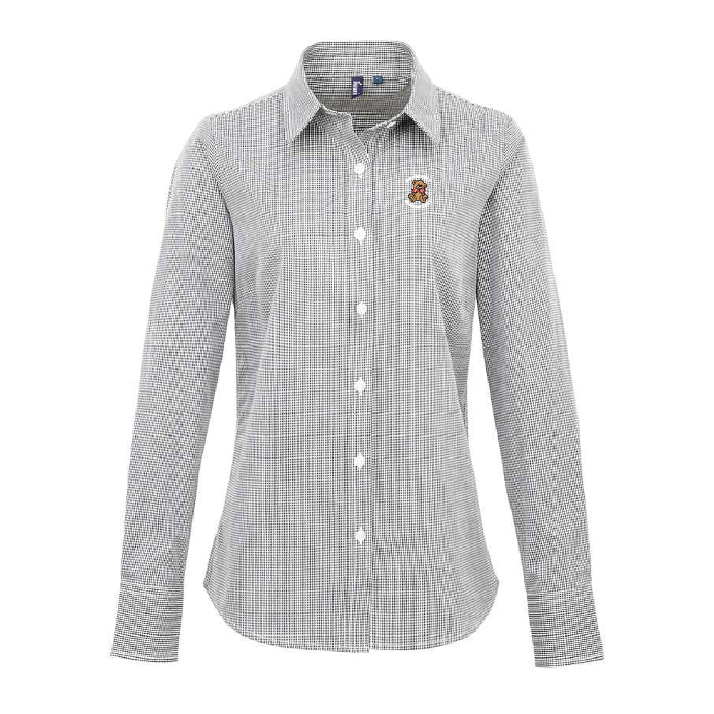 Roosevelt Ladies Microcheck Gingham Long-Sleeve Cotton Shirt