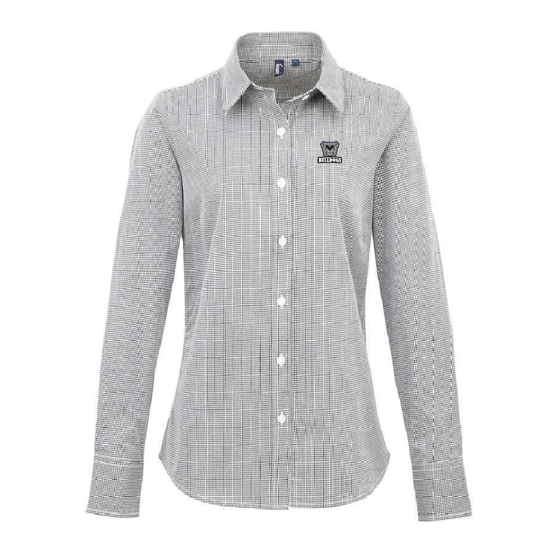 Reuther Ladies Microcheck Gingham Long-Sleeve Cotton Shirt