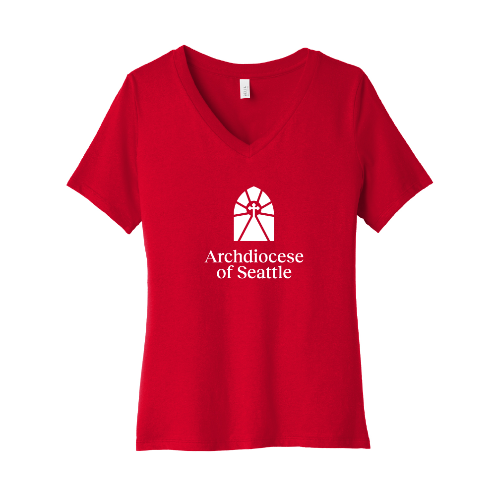 Archdiocese of Seattle Ladies Relaxed Jersey Short Sleeve V-Neck Tee (3 colors)