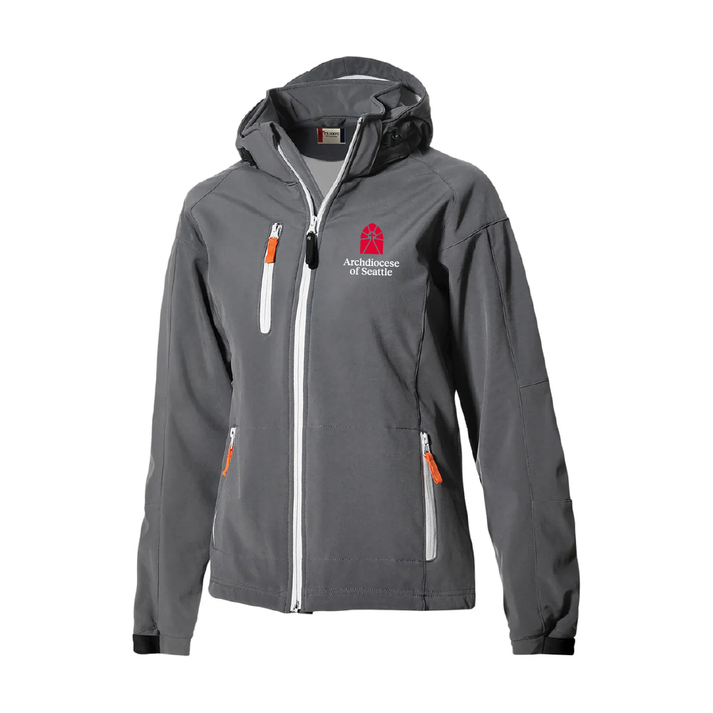 Archdiocese of Seattle Ladies Stretch Softshell Hooded Full Zip Jacket (2 colors)