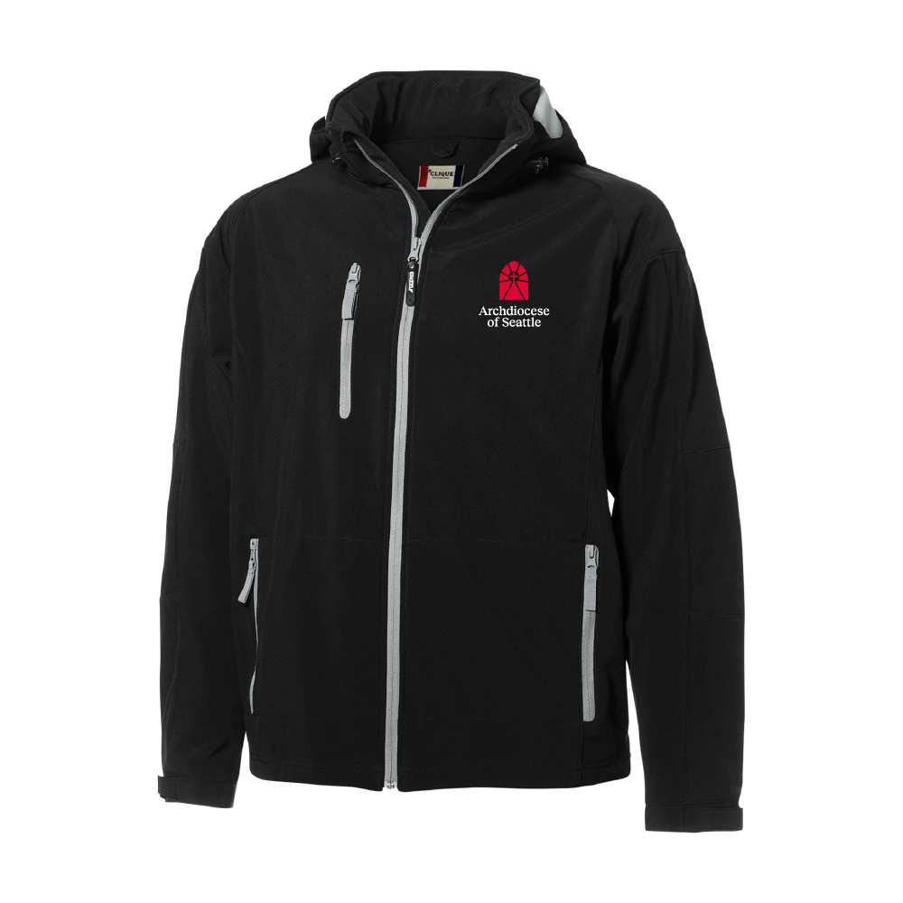 Archdiocese of Seattle Adult Stretch Softshell Hooded Full Zip Jacket (2 colors)