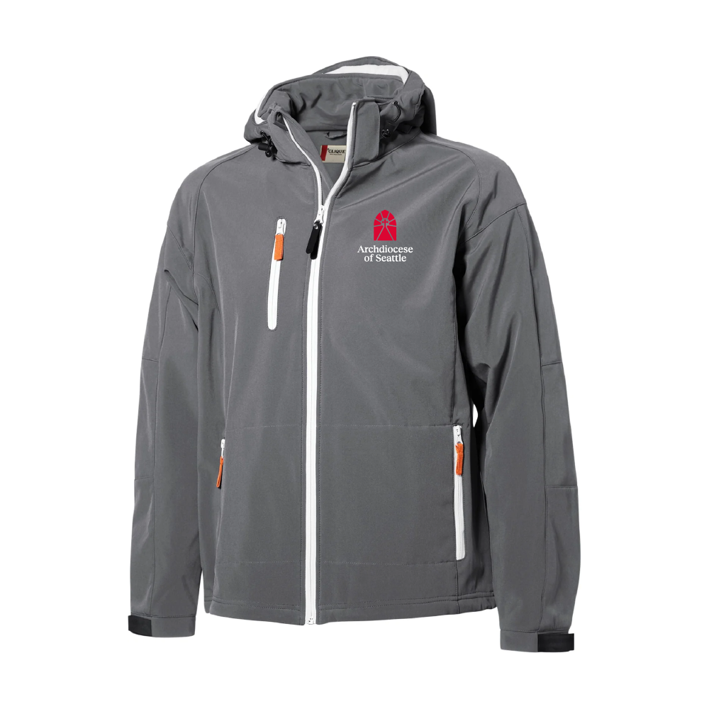 Archdiocese of Seattle Adult Stretch Softshell Hooded Full Zip Jacket (2 colors)