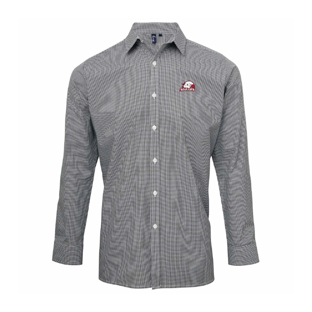 Somers Adult Microcheck Gingham Long-Sleeve Cotton Shirt