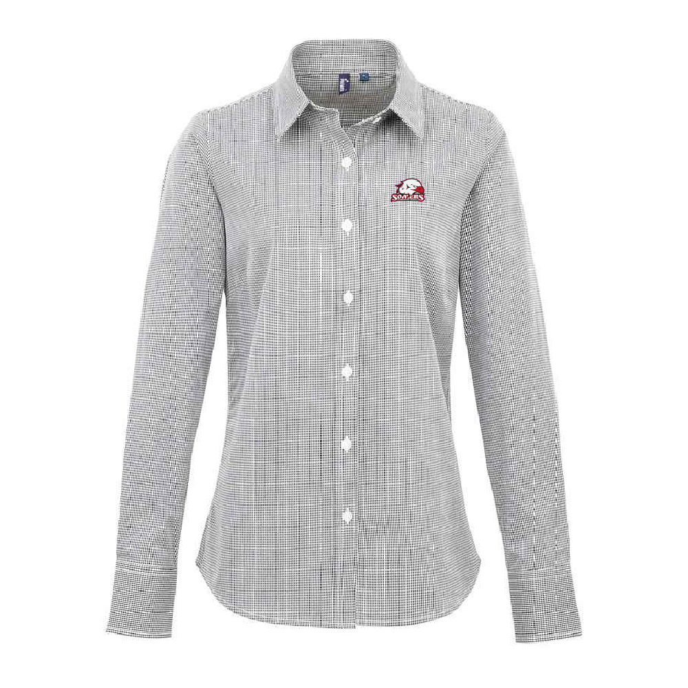 Somers Ladies Microcheck Gingham Long-Sleeve Cotton Shirt