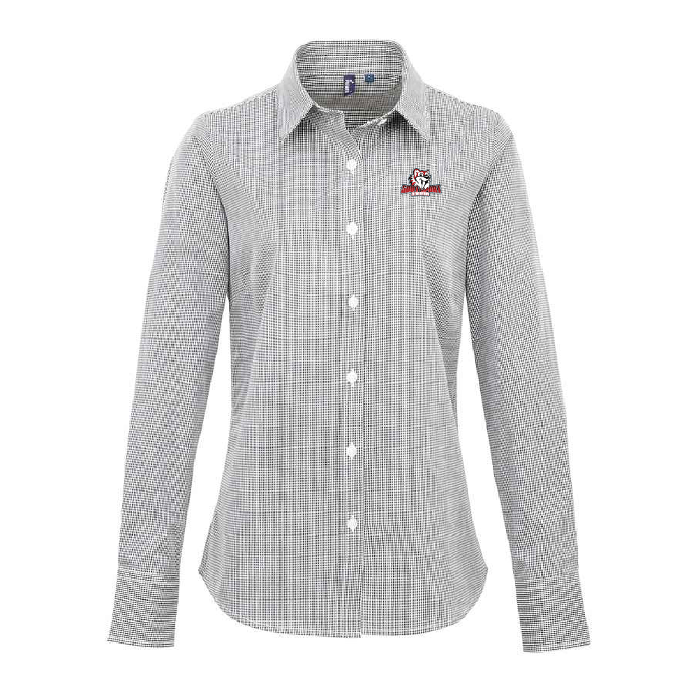 Southport Ladies Microcheck Gingham Long-Sleeve Cotton Shirt