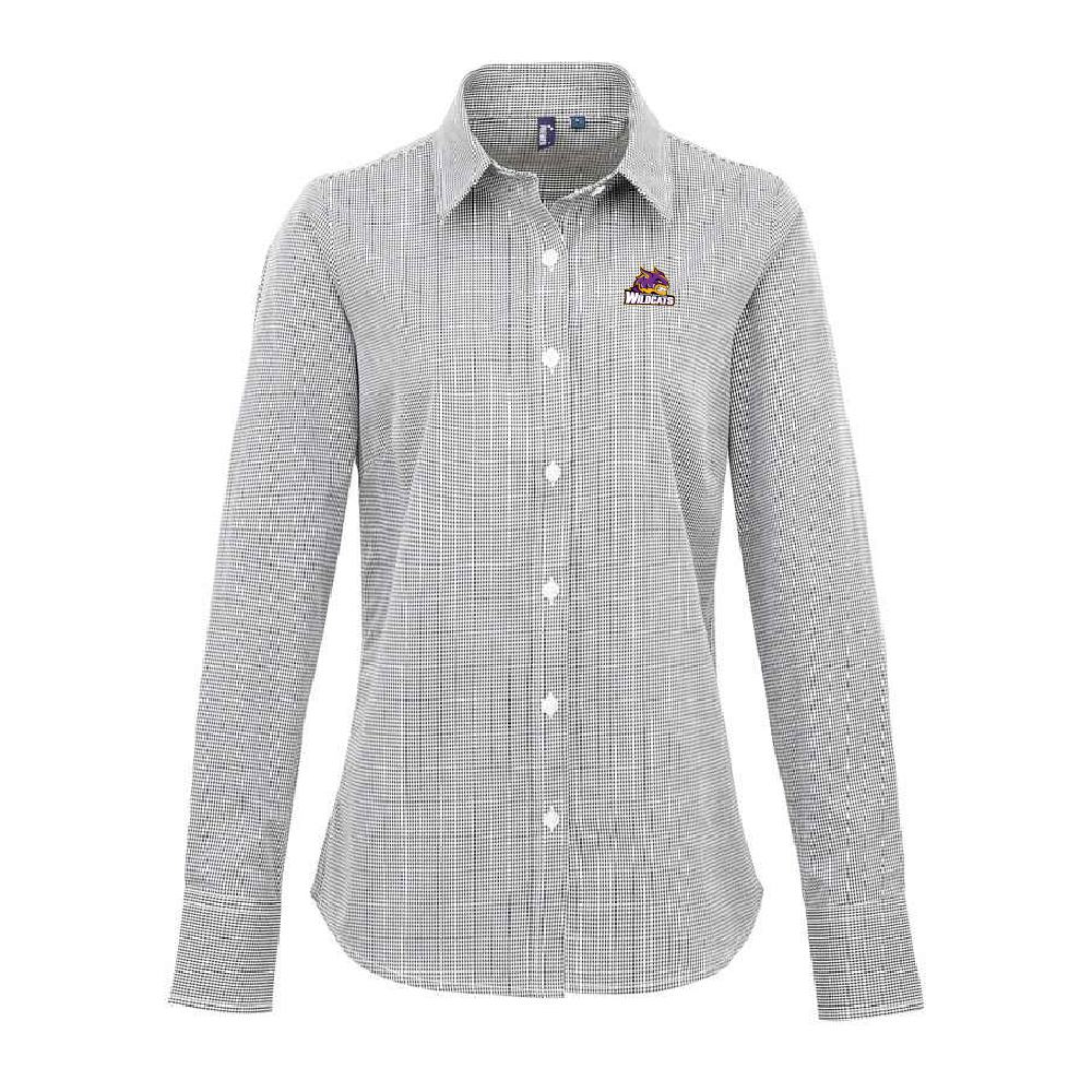 Washington Ladies Microcheck Gingham Long-Sleeve Cotton Shirt