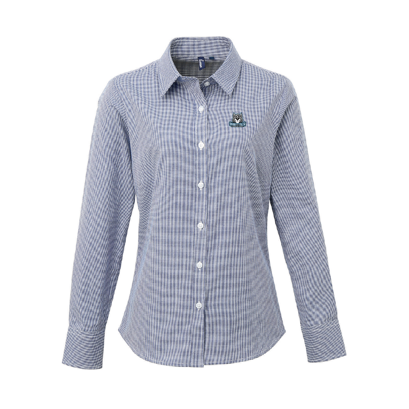 Whittier Ladies Microcheck Gingham Long-Sleeve Cotton Shirt