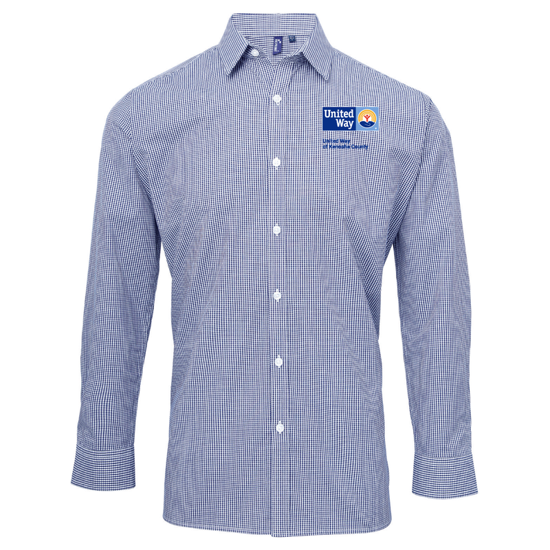 UWKC Adult Microcheck Gingham Long-Sleeve Cotton Shirt