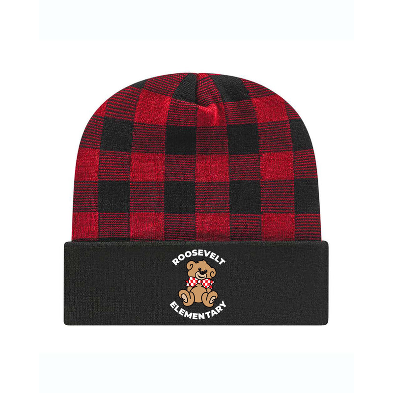 Roosevelt Plaid Knit Cap with Cuff